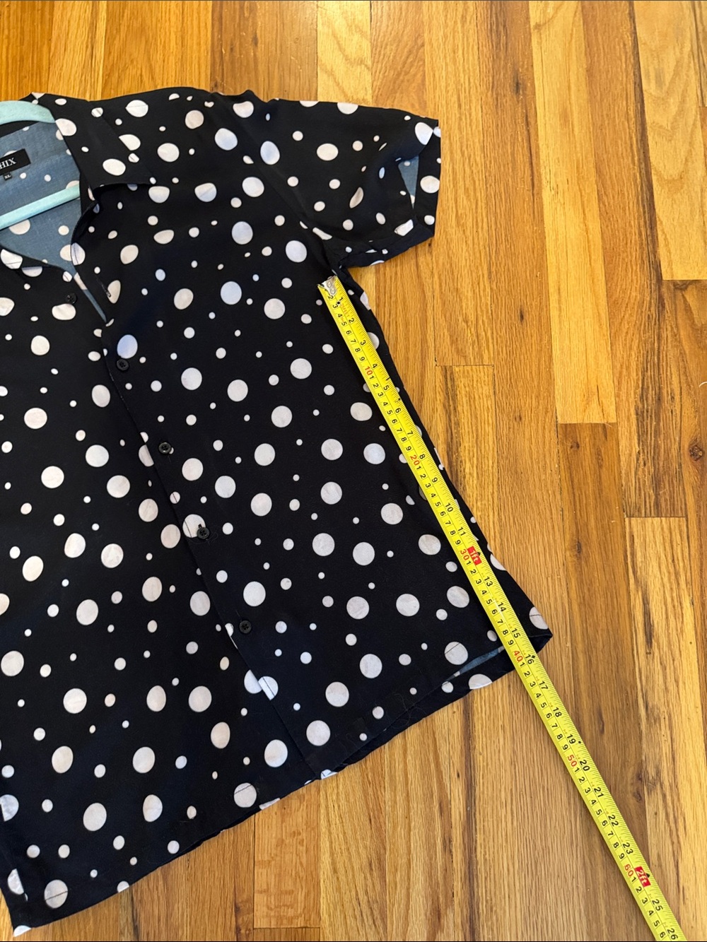 Black & White Polka Dot Short-Sleeve Shirt, Slim fit, XL - Picture 7 of 11
